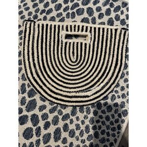 Fabulous Mj Cream And Navy Semi Circle Handbag Tote Jute Boho Chic